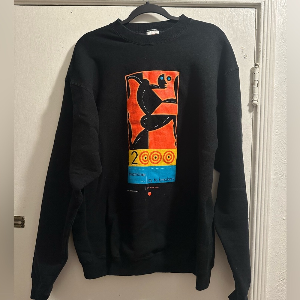 Vintage Oversized Black Crewneck Sweatshirt Y2K San Francisco Bay to Breakers